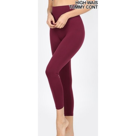High Waist Tummy Control Capri Leggings - Picture 1 of 4